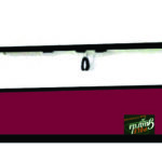 A maroon fishing rod with a black handle.